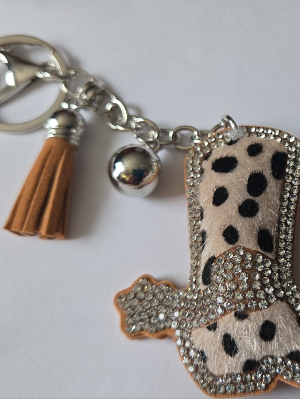 BLING Animal Print Cowboy Boot Keychain With Tassel.